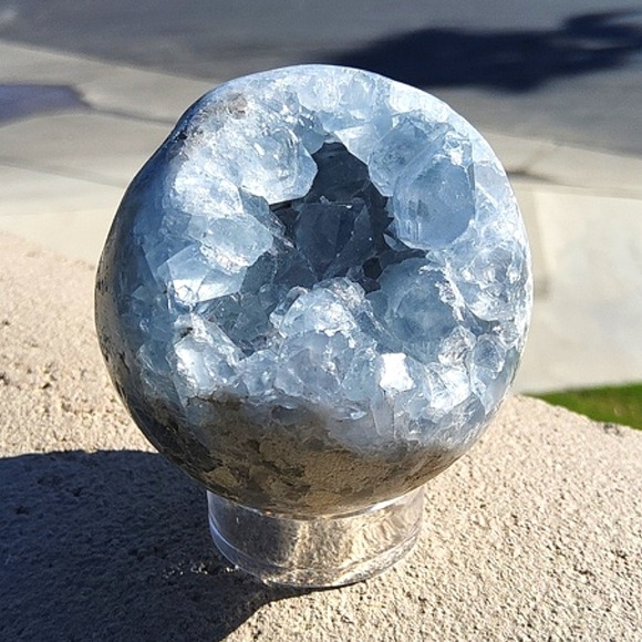 Calming, Baby Blue Celestite Geode Sphere- So sparkly!!! - Picture 8 of 17